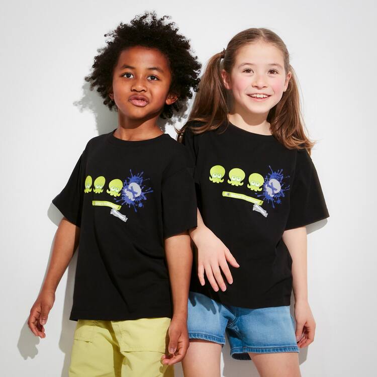 Uniqlo Splatoon 3 Ut Grafika Tricko Detske Čierne | JTZUXI-954