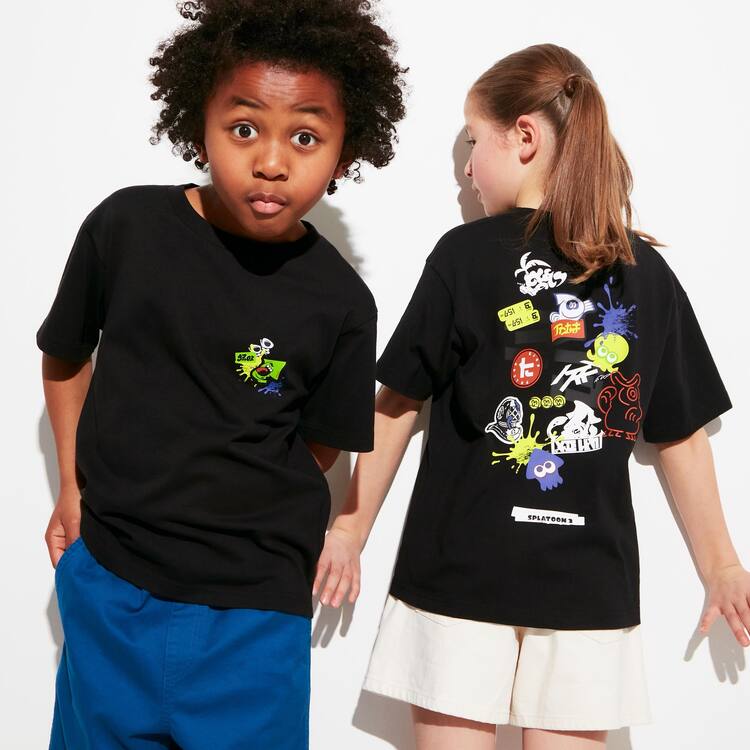 Uniqlo Splatoon 3 Ut Grafika Tricko Detske Čierne | MPIVXA-759