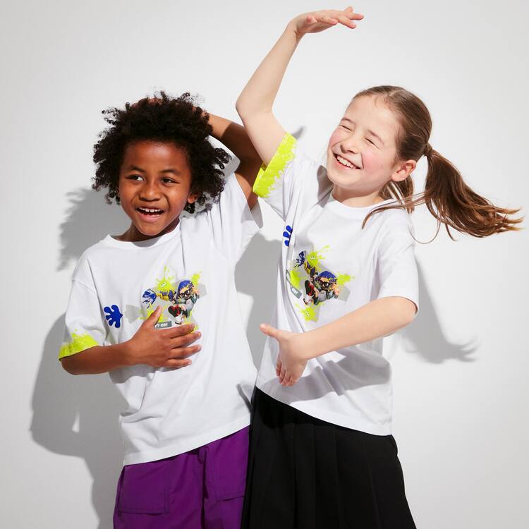 Uniqlo Splatoon 3 Ut Grafika Tricko Detske Biele | MSVATC-489