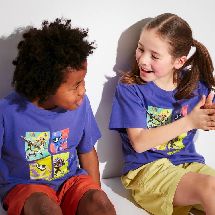 Uniqlo Splatoon 3 Ut Grafika Tricko Detske Modre | WXDPZQ-591