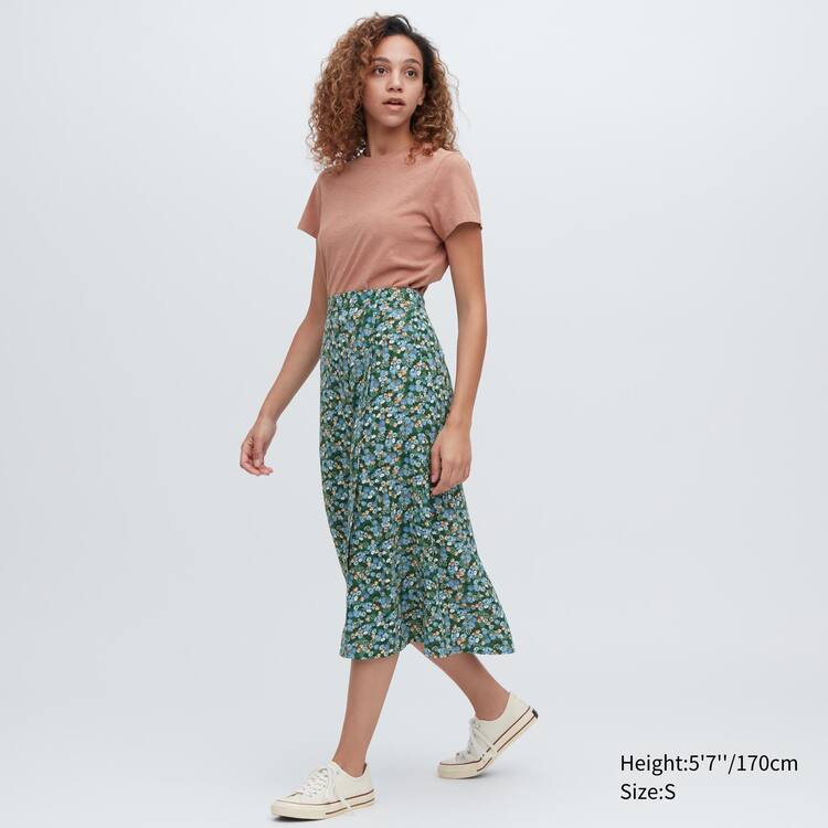 Uniqlo Split Hem Printed Midi Sukne Damske Zelene | DFGUSE-796