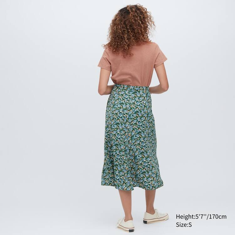 Uniqlo Split Hem Printed Midi Sukne Damske Zelene | DFGUSE-796