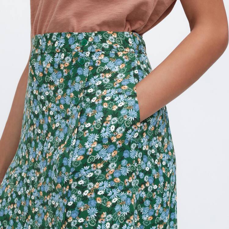Uniqlo Split Hem Printed Midi Sukne Damske Zelene | DFGUSE-796
