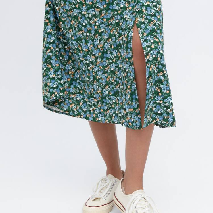 Uniqlo Split Hem Printed Midi Sukne Damske Zelene | DFGUSE-796
