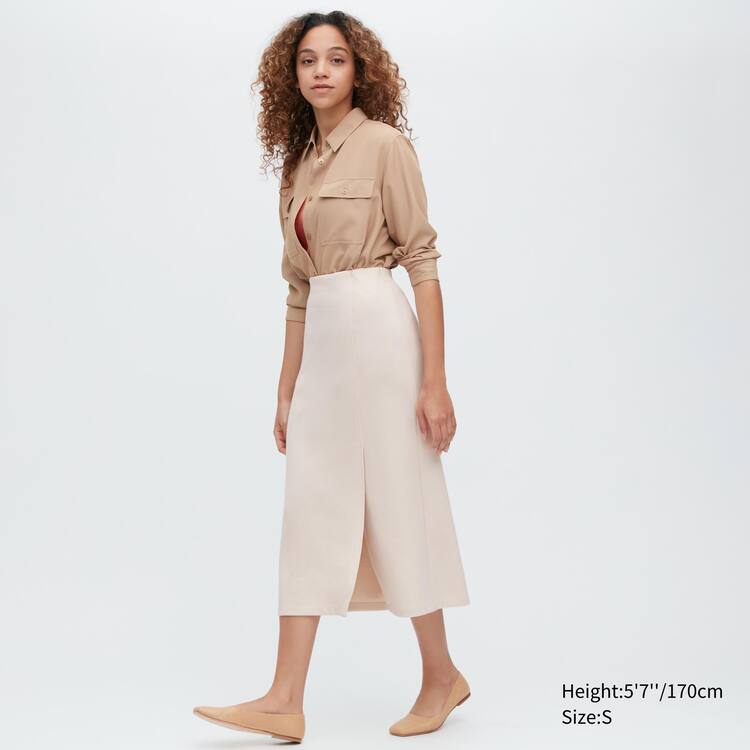 Uniqlo Stretch Double Faced Split Hem Sukne Damske Béžové | FUOVJE-403