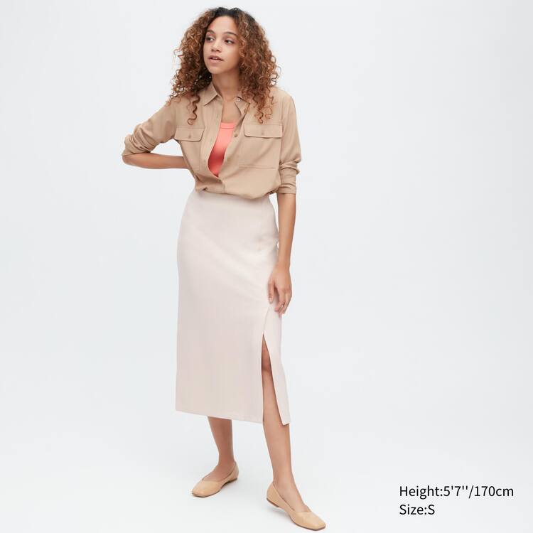 Uniqlo Stretch Double Faced Split Hem Sukne Damske Béžové | FUOVJE-403