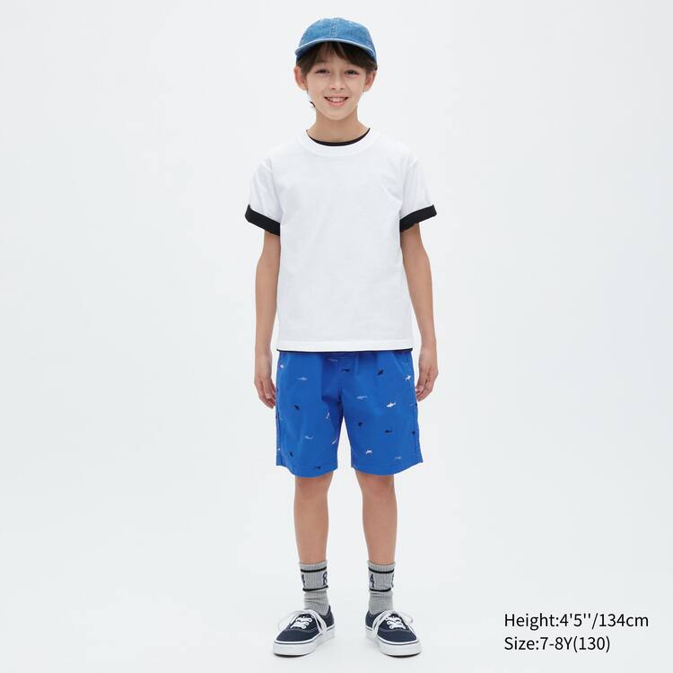 Uniqlo Stretch Printed Easy Sortky Detske Modre | PHQOGY-061
