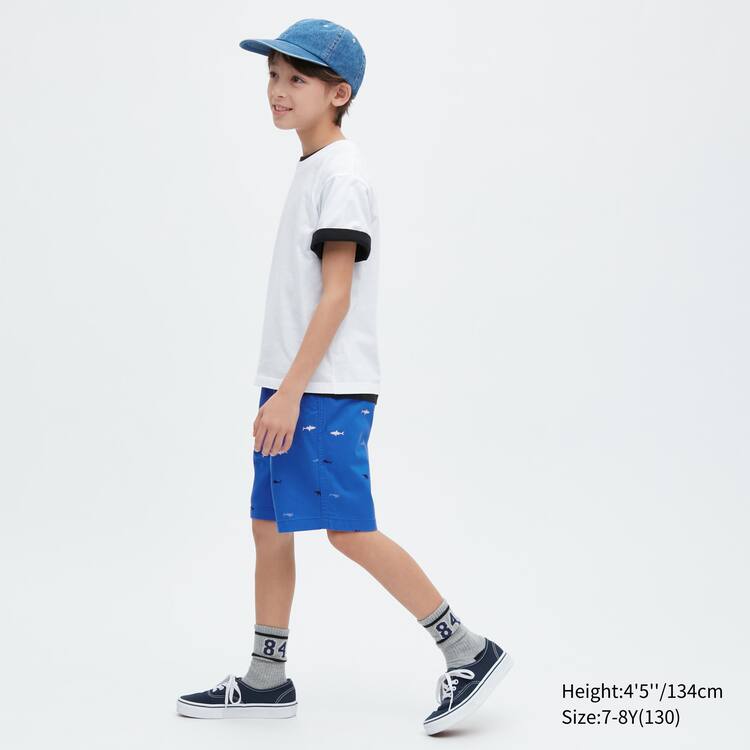 Uniqlo Stretch Printed Easy Sortky Detske Modre | PHQOGY-061