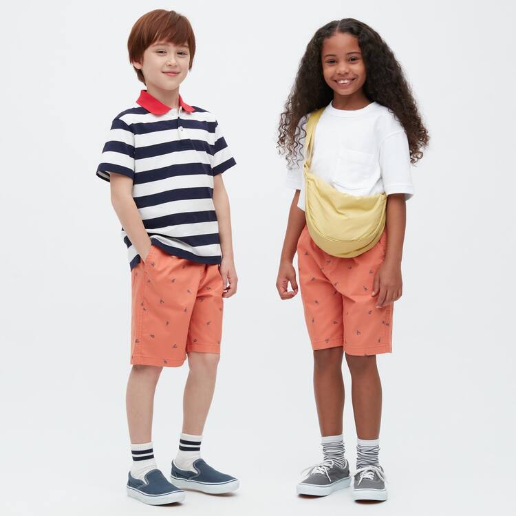 Uniqlo Stretch Printed Easy Sortky Detske Oranžové | PKYGHE-374