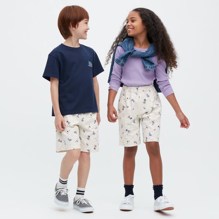 Uniqlo Stretch Printed Easy Sortky Detske Biele | TJWZKX-327