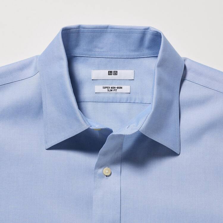 Uniqlo Super Non-iron Slim Fit (2020 Season) Kosele Panske Svetlo Modre | CGLQUJ-657