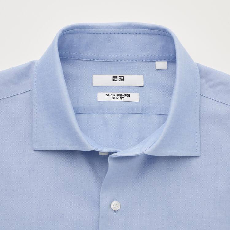 Uniqlo Super Non-iron Slim Fit (Semi-cutaway Collar) Kosele Panske Svetlo Modre | IEKFTB-605