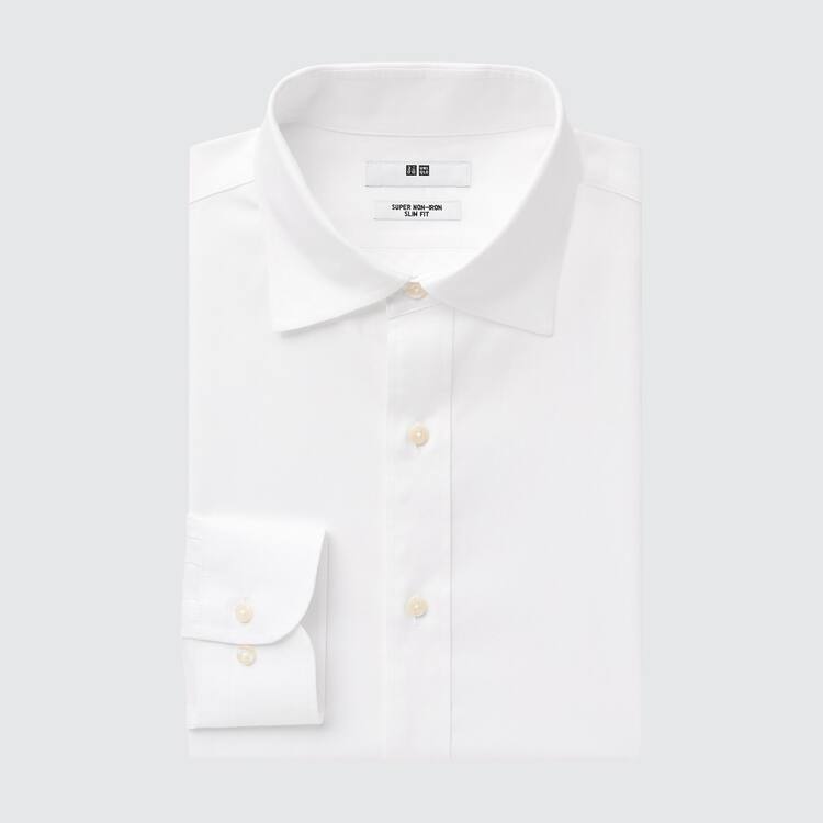 Uniqlo Super Non-iron Slim Fit (Semi-cutaway Collar) Kosele Panske Biele | JBSYHX-758