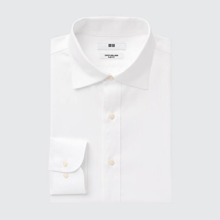 Uniqlo Super Non-iron Slim Fit (Semi-cutaway Collar) Kosele Panske Biele | TKWNVD-301