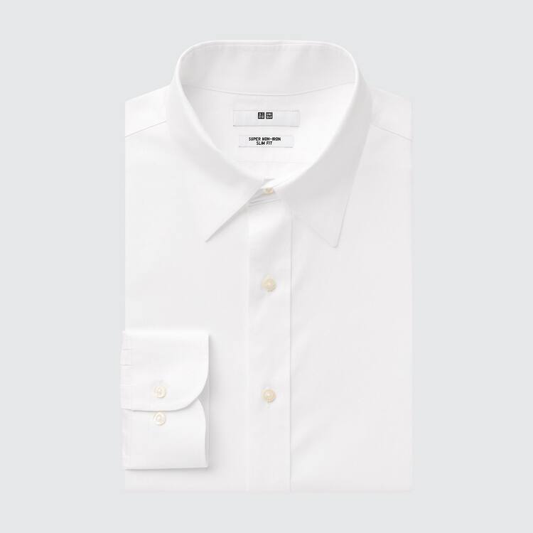 Uniqlo Super Non-iron Slim Fit (Semi-cutaway Collar) Kosele Panske Biele | XVDLUC-078