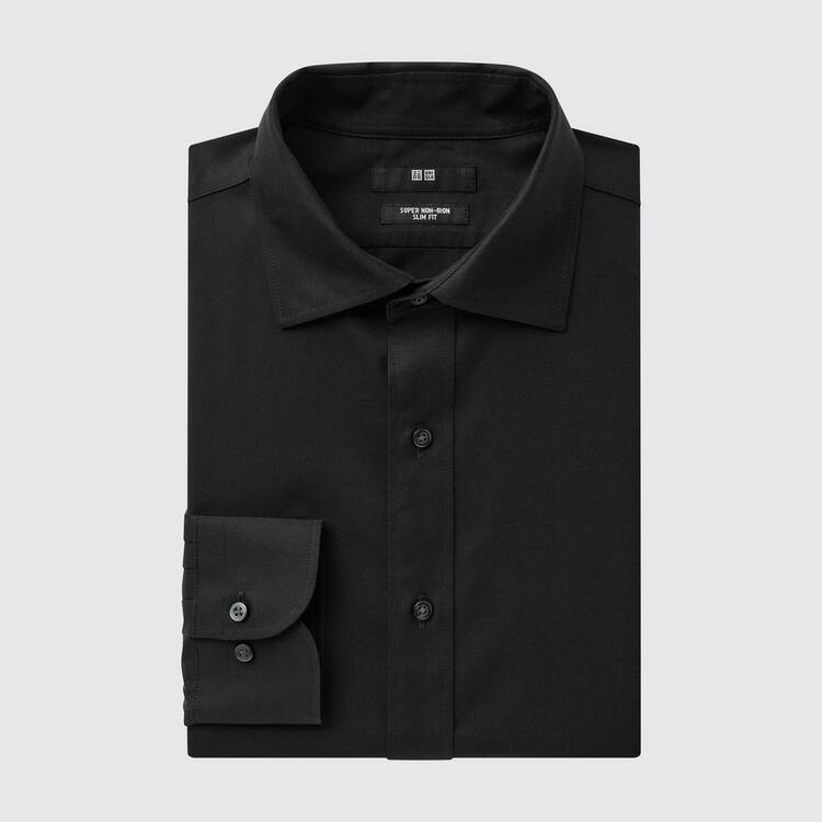 Uniqlo Super Non-iron Slim Fit Semi-cutaway Collar (2020 Season) Kosele Panske Čierne | XPVAUI-621