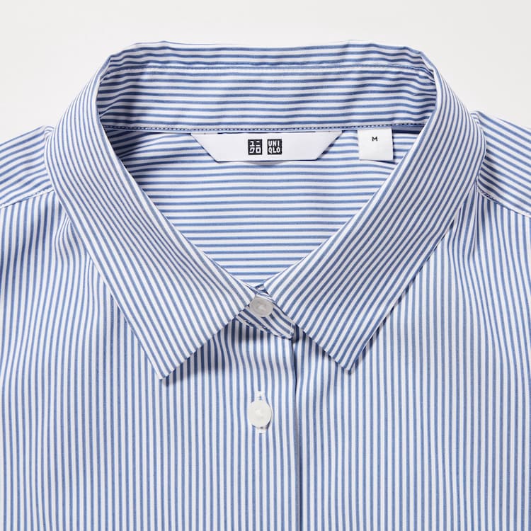 Uniqlo Supima Bavlnene Stretch Broadcloth Pruhované Long Sleeved Kosele Damske Modre | XYRJHO-764