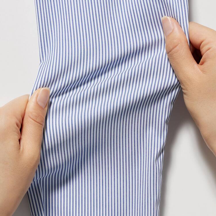 Uniqlo Supima Bavlnene Stretch Broadcloth Pruhované Long Sleeved Kosele Damske Modre | XYRJHO-764