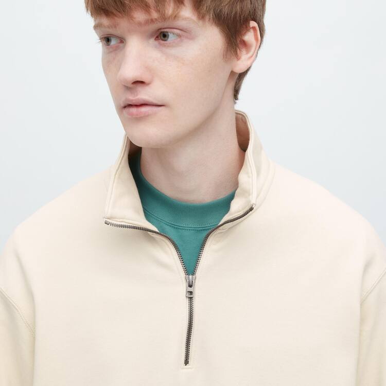 Uniqlo Sweat Half-zipped Pullover Mikiny Panske Béžové | VSMXJU-635