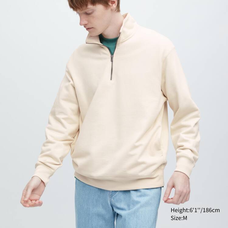 Uniqlo Sweat Half-zipped Pullover Mikiny Panske Béžové | VSMXJU-635