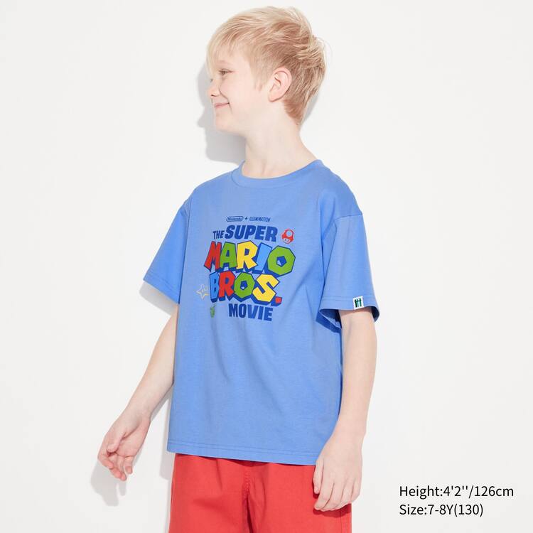 Uniqlo The Super Mario Bros Movie Ut Grafika Tricko Detske Modre | GDWSKC-860