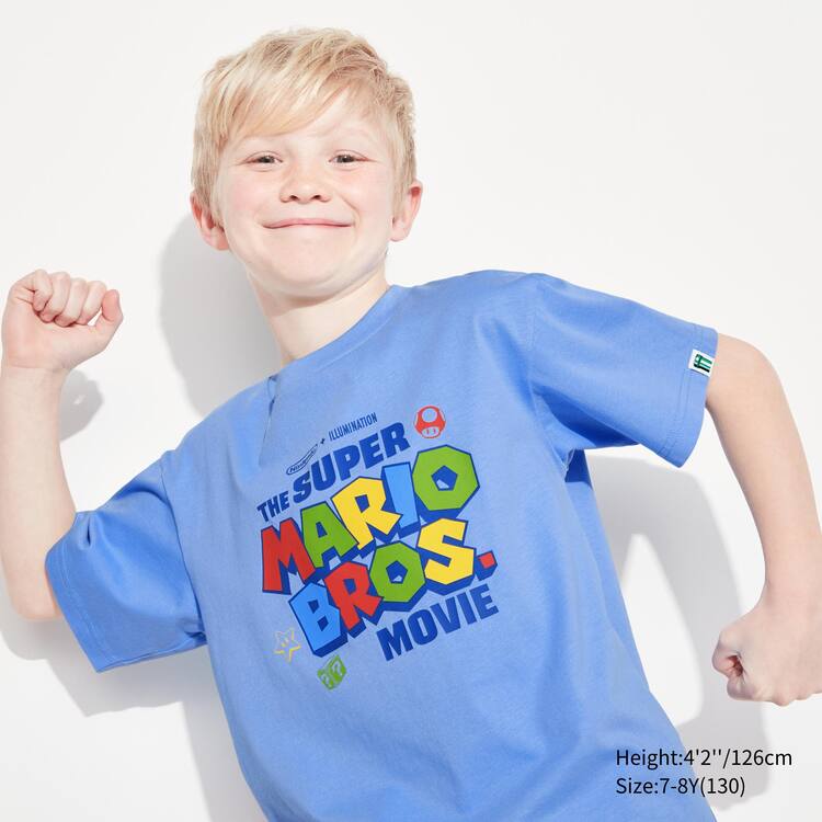 Uniqlo The Super Mario Bros Movie Ut Grafika Tricko Detske Modre | GDWSKC-860