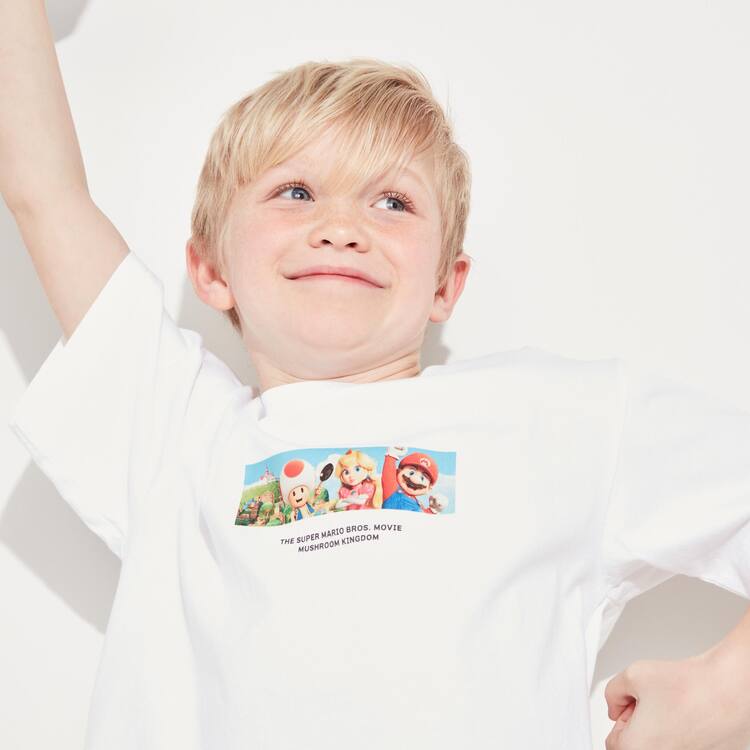 Uniqlo The Super Mario Bros Movie Ut Grafika Tricko Detske Biele | TQGWAL-528