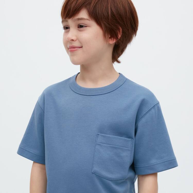Uniqlo U Airism Bavlnene Crew Neck Kratke Sleeved Tricko Detske Modre | XTWRHL-418