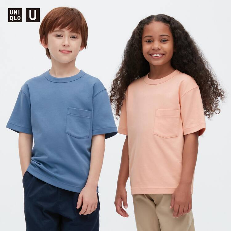 Uniqlo U Airism Bavlnene Crew Neck Kratke Sleeved Tricko Detske Modre | XTWRHL-418