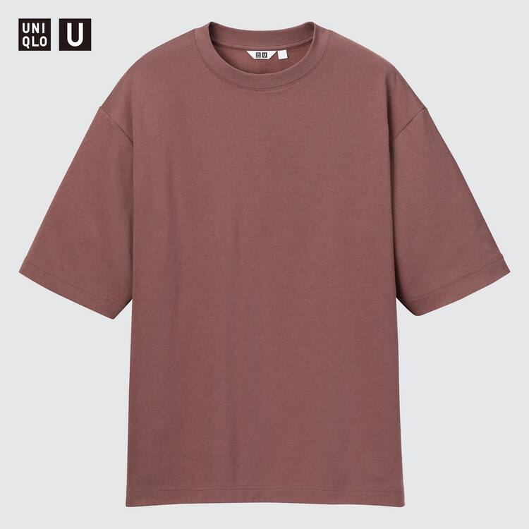 Uniqlo U Airism Bavlnene Crew Neck Oversized Tricko Panske Bordove | OHQMBN-498