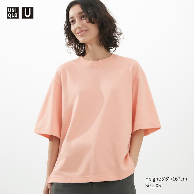 Uniqlo U Airism Bavlnene Oversized Tricko Damske Ruzove | JZNLTR-751
