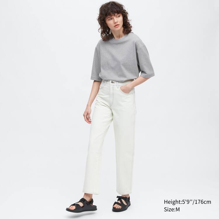 Uniqlo U Airism Bavlnene Pruhované Oversized Crew Neck Half Sleeve Tricko Panske Biele | HFQCUW-942