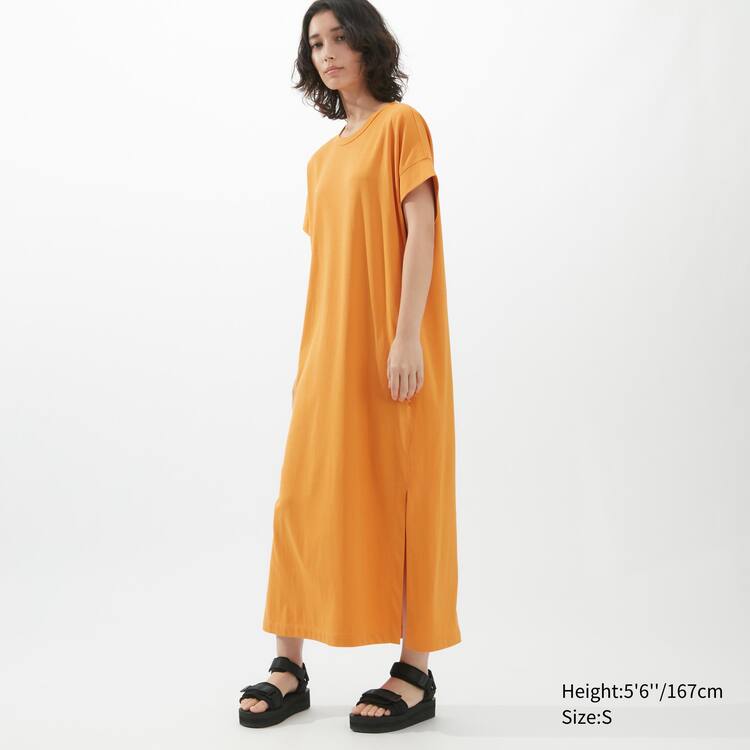 Uniqlo U Airism Cottoned Kratke Sleeved Saty Damske Oranžové | NIRSGA-280