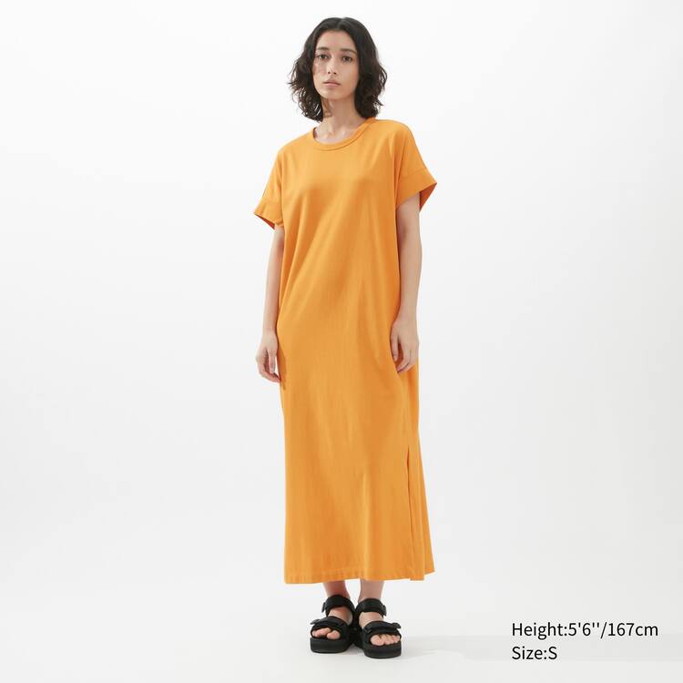 Uniqlo U Airism Cottoned Kratke Sleeved Saty Damske Oranžové | NIRSGA-280