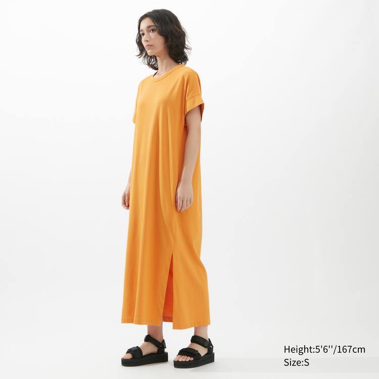 Uniqlo U Airism Cottoned Kratke Sleeved Saty Damske Oranžové | NIRSGA-280