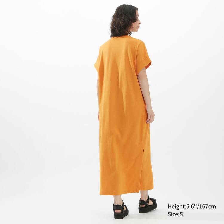 Uniqlo U Airism Cottoned Kratke Sleeved Saty Damske Oranžové | NIRSGA-280