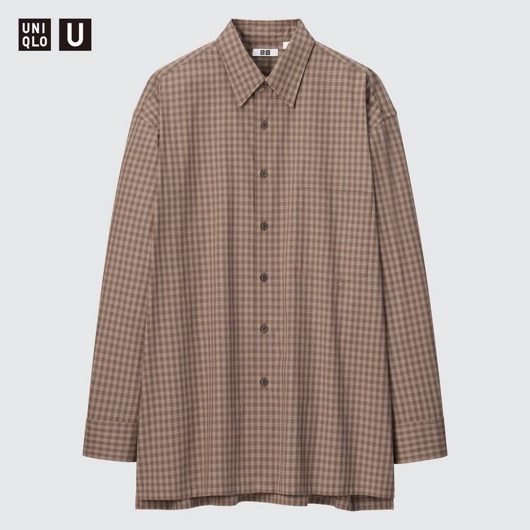 Uniqlo U Oversized Checked Bežná Kosele Panske Siva | FYLNUW-139