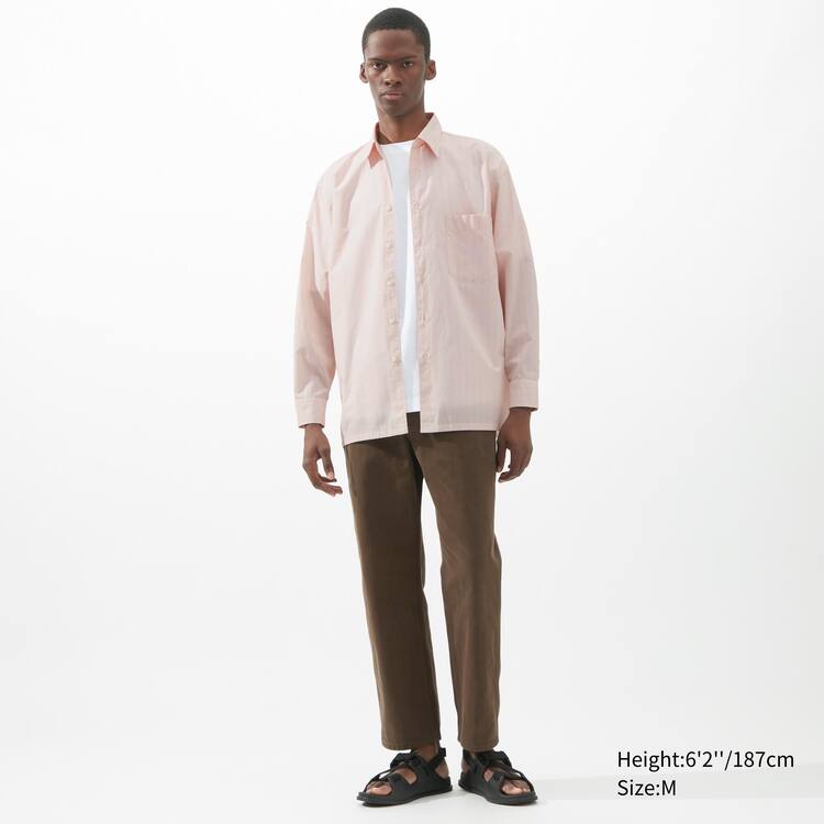 Uniqlo U Oversized Pruhované Bežná Kosele Panske Svetlo Oranžové | OUGFZP-807