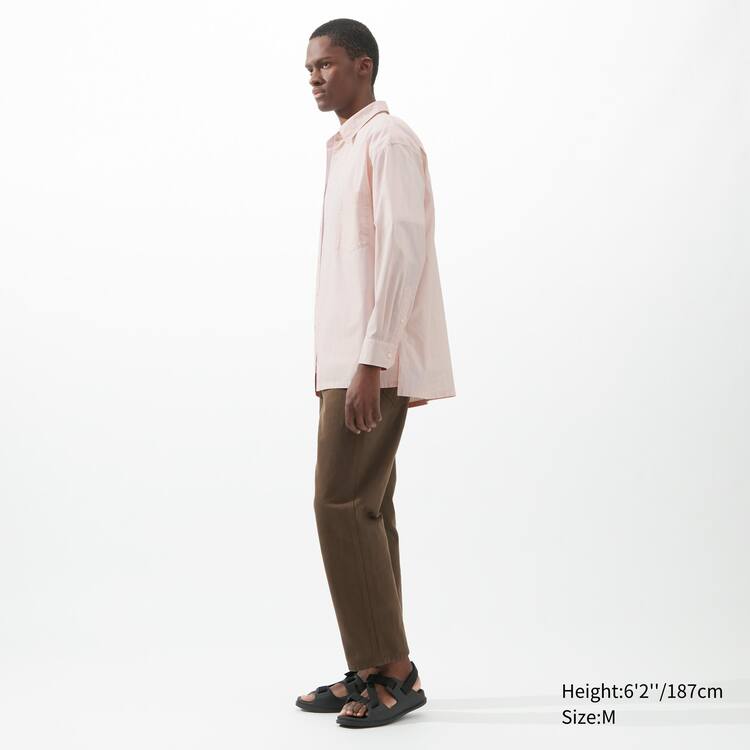 Uniqlo U Oversized Pruhované Bežná Kosele Panske Svetlo Oranžové | OUGFZP-807