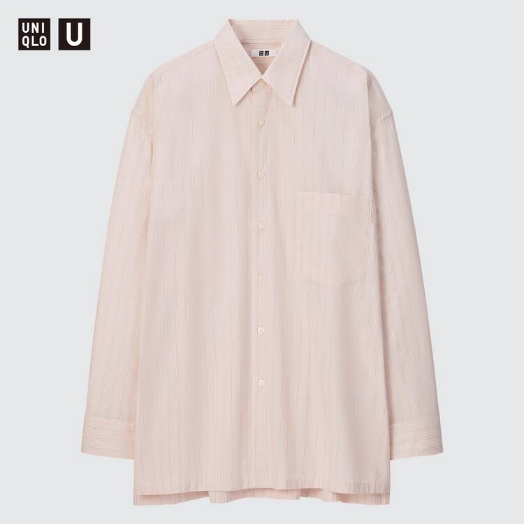 Uniqlo U Oversized Pruhované Bežná Kosele Panske Svetlo Oranžové | OUGFZP-807