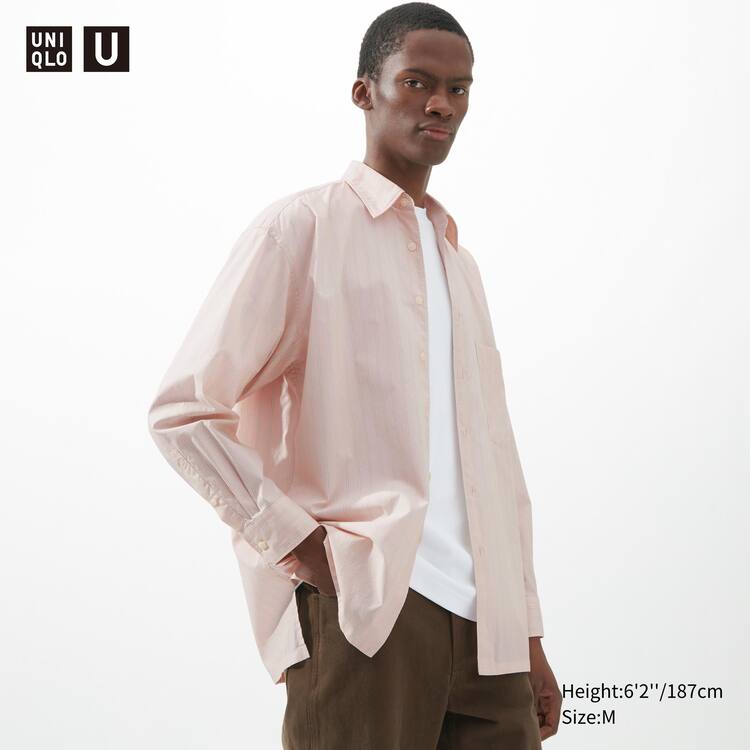 Uniqlo U Oversized Pruhované Bežná Kosele Panske Svetlo Oranžové | OUGFZP-807