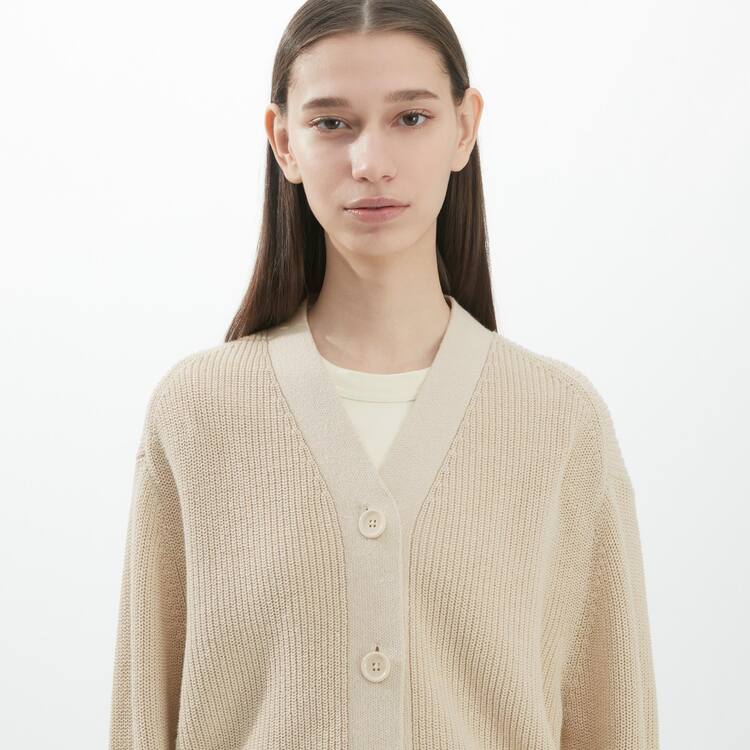 Uniqlo U Rebrovaný Kardigán Damske Béžové | NGTBAI-190
