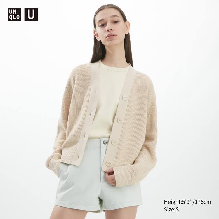 Uniqlo U Rebrovaný Kardigán Damske Béžové | NGTBAI-190