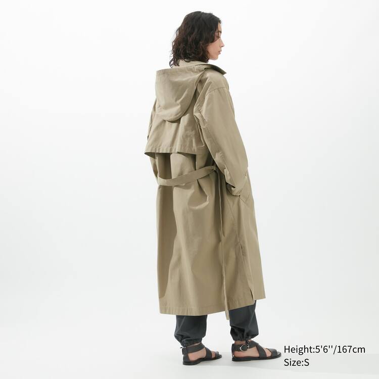 Uniqlo U S Kapucňou Long Kabáty Damske Hnedožltý | NBYMES-852