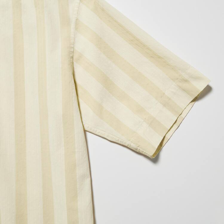 Uniqlo U Seersucker Bežná Pruhované Kratke Sleeved Kosele Panske Krém | NYQOUW-031