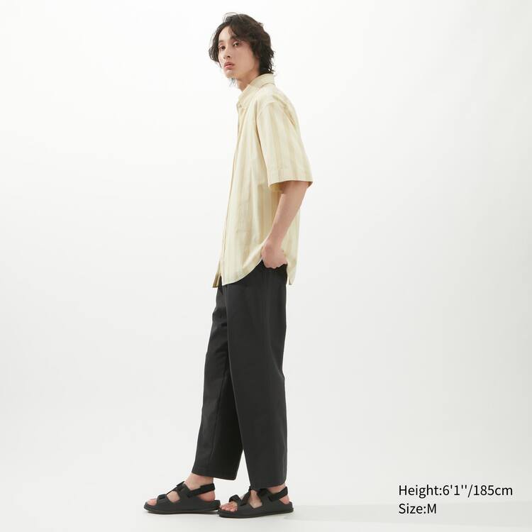 Uniqlo U Seersucker Bežná Pruhované Kratke Sleeved Kosele Panske Krém | NYQOUW-031
