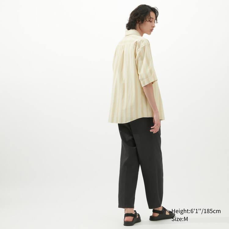 Uniqlo U Seersucker Bežná Pruhované Kratke Sleeved Kosele Panske Krém | NYQOUW-031