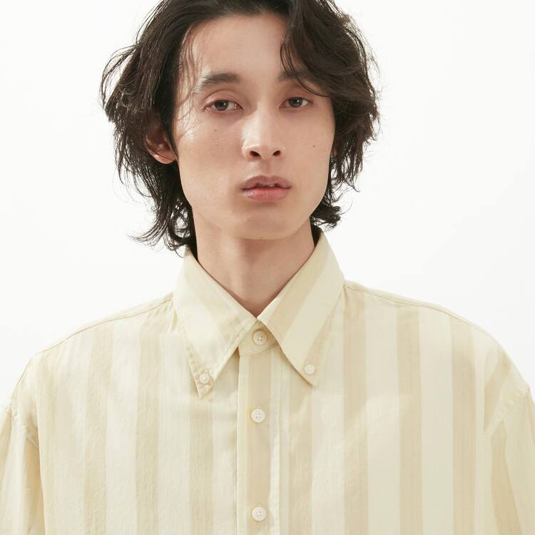 Uniqlo U Seersucker Bežná Pruhované Kratke Sleeved Kosele Panske Krém | NYQOUW-031