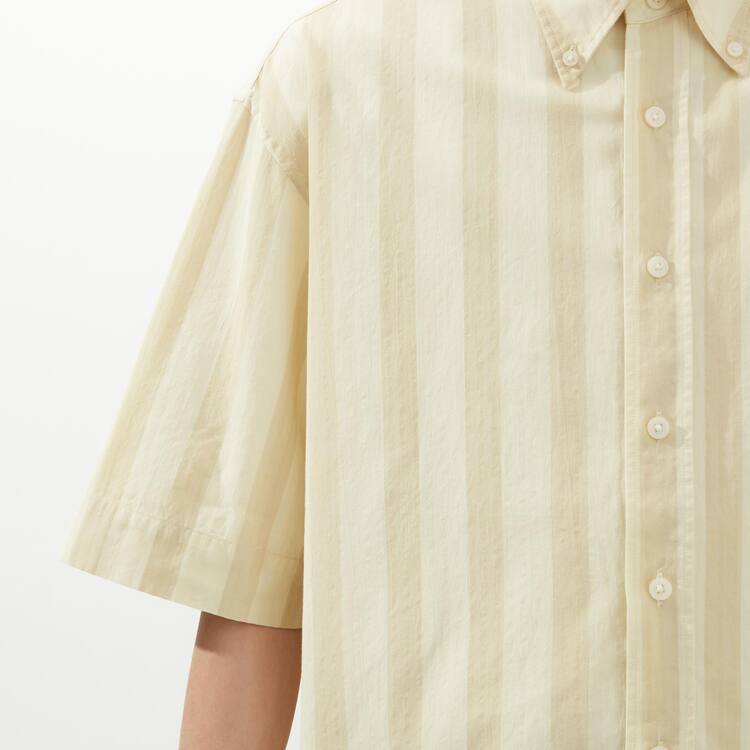 Uniqlo U Seersucker Bežná Pruhované Kratke Sleeved Kosele Panske Krém | NYQOUW-031
