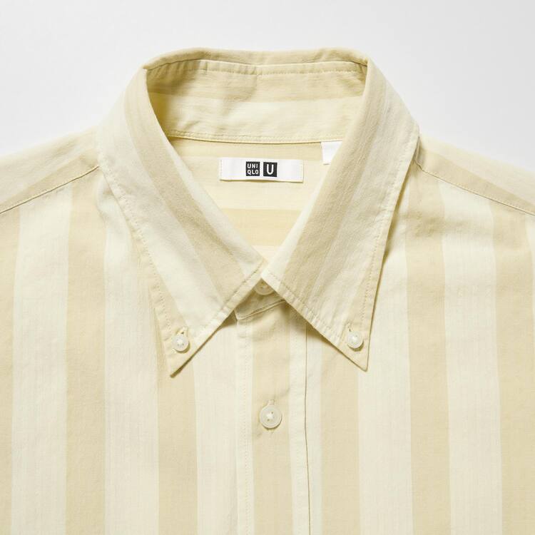 Uniqlo U Seersucker Bežná Pruhované Kratke Sleeved Kosele Panske Krém | NYQOUW-031